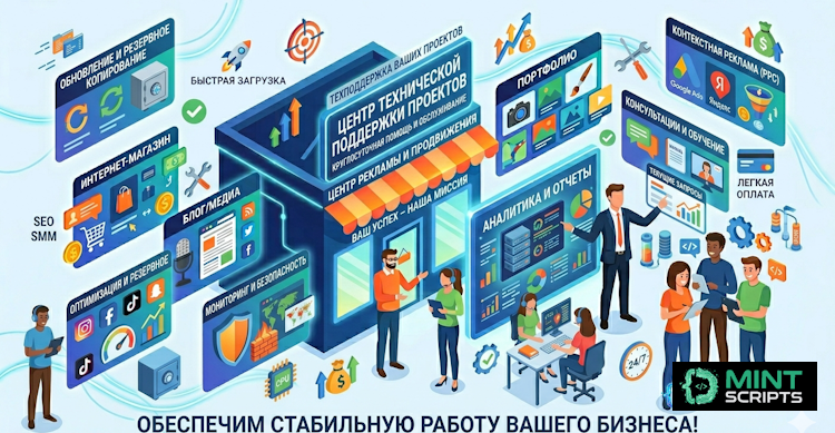 Техподдержка проектов — услуга mint scripts