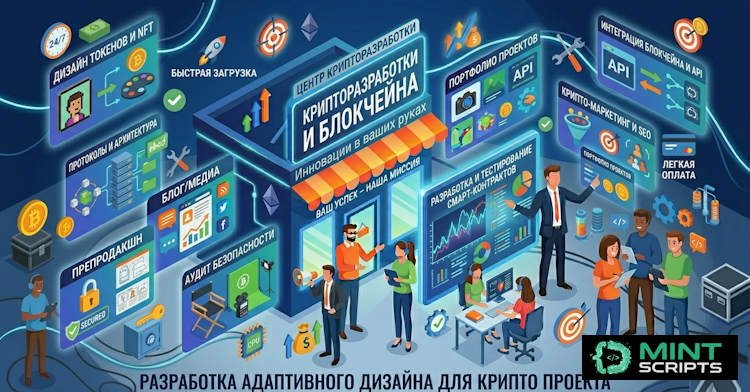 Разработка адаптивного дизайна для крипто проекта — услуга mint scripts