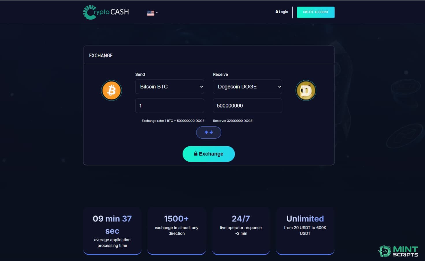 Скрипт автоматического обменника Cryptocash